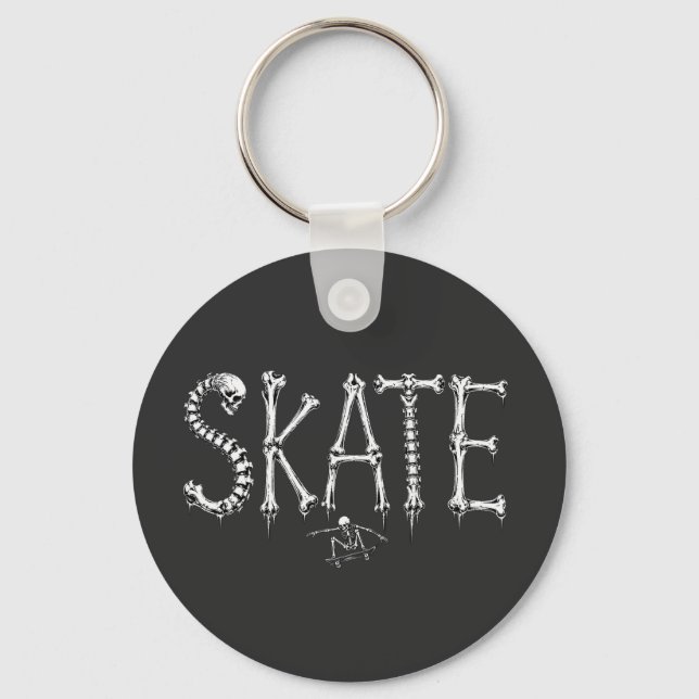 Skelett SKATE Horror Design Schlüsselanhänger (Vorderseite)