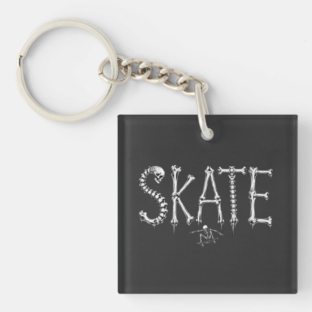Skelett SKATE Horror Design Schlüsselanhänger (Vorderseite)