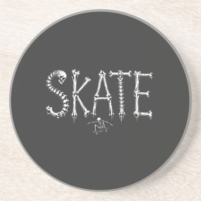 Skelett Skate Knochen Getränkeuntersetzer (Vorne)