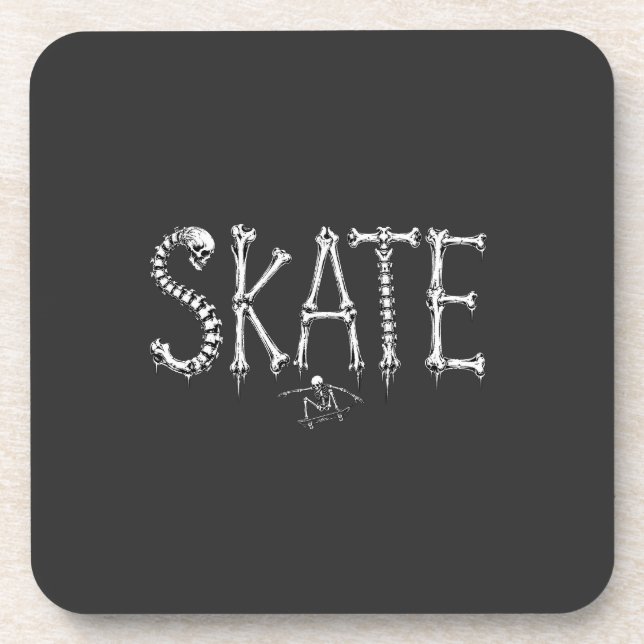 Skelett Skate Knochen Getränkeuntersetzer (Vorderseite)