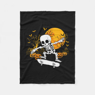 Skelett-Skateboard-Halloween-Skateboardfahrer-Skat Fleecedecke