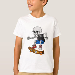 Skelett Skateboard Kinder T-Shirt