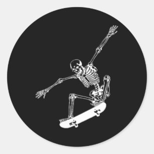 Skelett Skateboard Schädel Halloween Skateboarding Runder Aufkleber