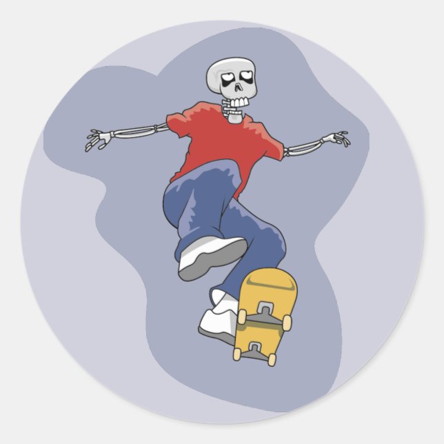 Skelett Skateboarden Aufkleber (Vorderseite)