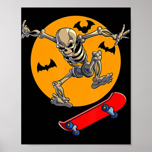 Skelett Skelett Männer Jungen Skater Skateboard Poster (Vorne)