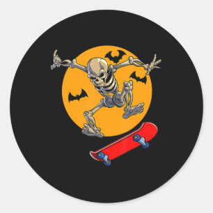 Skelett Skelett Männer Jungen Skater Skateboard Runder Aufkleber