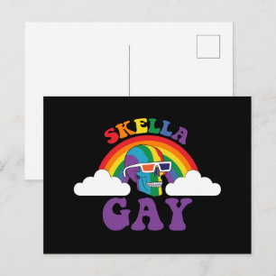 Skelett Skella Gay Regenbogen Stolz Monat Postkarte