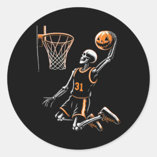 Skelett-Sketch-Spieler Gruselig für Halloween Runder Aufkleber