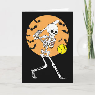 Skelett Softball Spieler Halloween Softball Für Fr Karte
