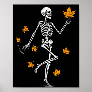 Skelett Soky Tanzender Herbst Halloween Erntedankf Poster