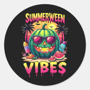 Skelett Sommer Sommerween Stimmung Wassermelone Ja Runder Aufkleber