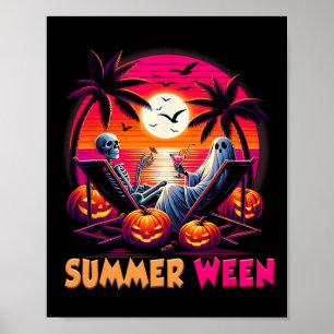 Skelett Sommer-weihnachten Strand Halloween Stimmu Poster