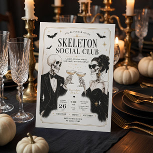 Skelett-Sozialclub Halloween-Cocktailparty Feiertagskarte