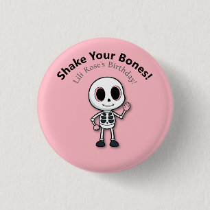 Skelett-Spaß Halloween-Geburtstagsfeier Button