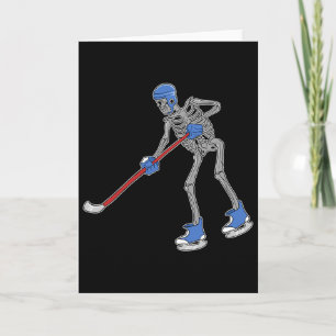 Skelett spielt Eishockey Horror Totenkopf Spieler Karte