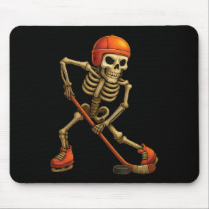 Skelett spielt Eishockeyspieler Halloween-Kostüm Mousepad