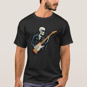 Skelett spielt Gitarre mit Hut T-Shirt