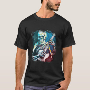 Skelett spielt Gitarre Wasserfarbe Skelett Gitarre T-Shirt