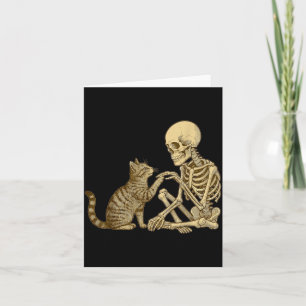 Skelett spielt mit Katze Süßes Halloween Männer Ju Karte