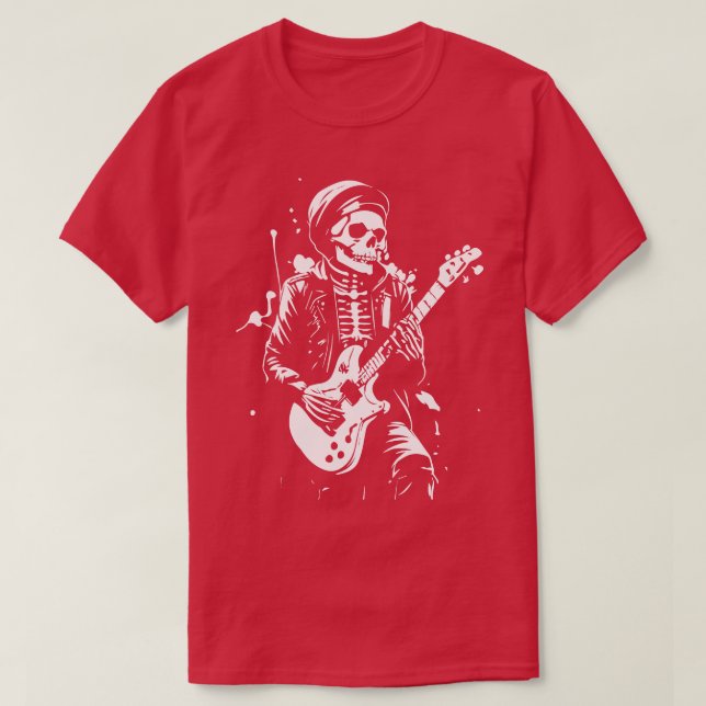 Skelett spielt Rock T-Shirt (Design vorne)