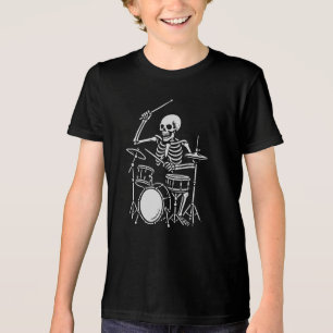 Skelett spielt Schlagzeug Tri-Blend Shirt