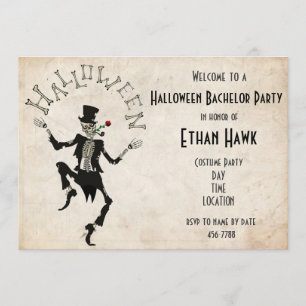 Skelett-Steampunk-Halloween-Junggesellen-Geburtsta Einladung