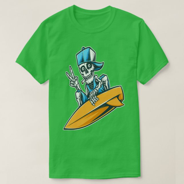 Skelett Surf 1 T-Shirt (Design vorne)