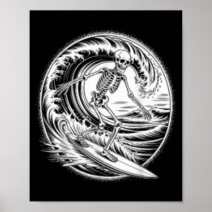 Skelett-Surfer Vintage Big Wave Surfen Lustiger Ha Poster