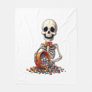 Skelett Süßigkeiten Schale Halloween Fleecedecke