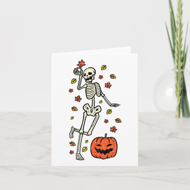Skelett-Tanz-Kürbis-Halloween-Kostüm Herbst Männer Karte (Vorderseite)