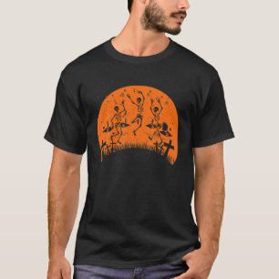 Skelett-Tanz Makaber Vintage Retro Sonnenuntergang T-Shirt