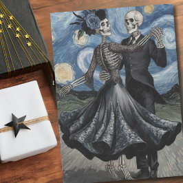 Skelett-Tanz-Nacht-Himmel Van Gogh Stil Gothic Seidenpapier