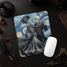 Skelett-Tanz Nachthimmel Van Gogh Stil Decoupage Mousepad