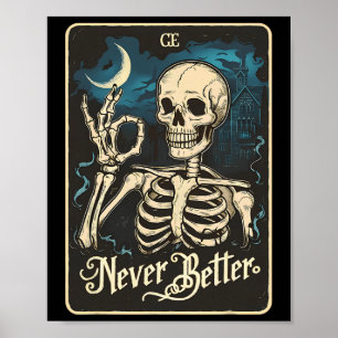 Skelett-Tarotkarte Nie Besserer Totenkopf Hallowee Poster