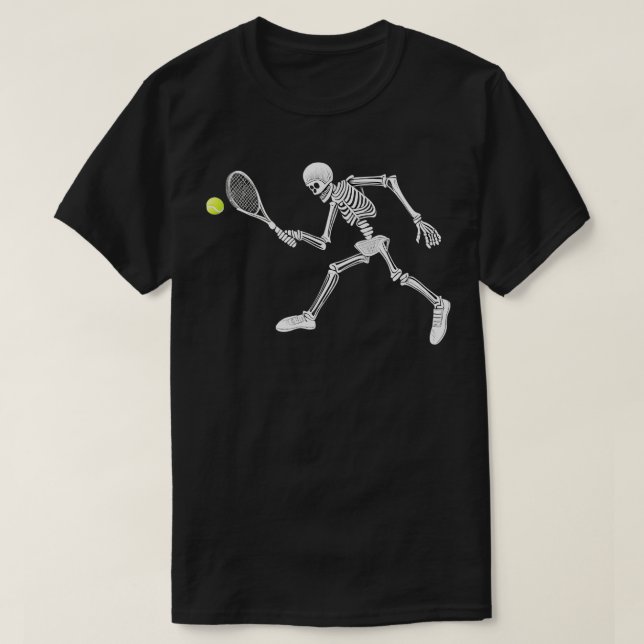 Skelett Tennisspielen T-Shirt (Design vorne)