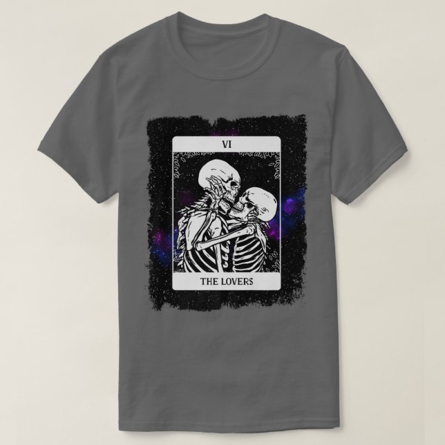 Skelett The Lovers Tarot Card Decke Galay Design T-Shirt (Design vorne)