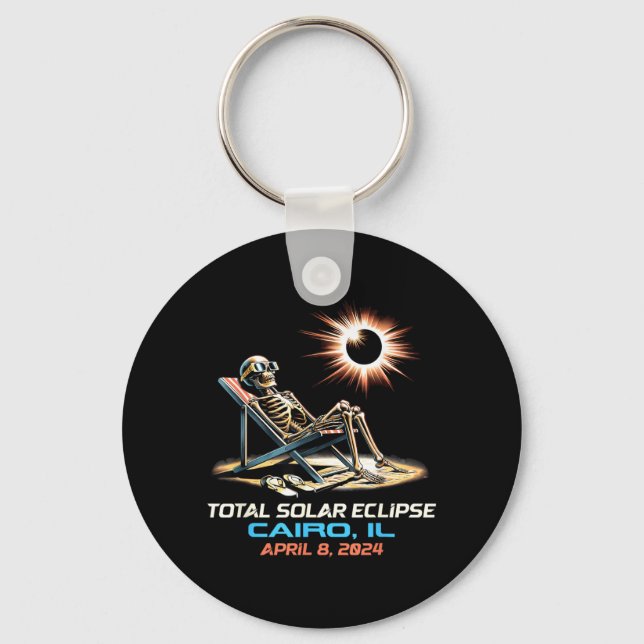 Skelett Total Solar Eclipse Cairo Illinois Schlüsselanhänger (Vorderseite)