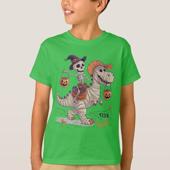 Skelett-Trick-oder-Leckerei-Reiten mit Mumified Di T-Shirt (Vorderseite)