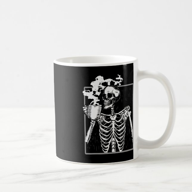 Skelett trinken Kaffee Funny Skull Men Damen Hal Kaffeetasse (Rechts)