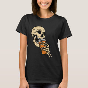 Skelett trinken Kaffee Halloween Knochen Schädel M T-Shirt