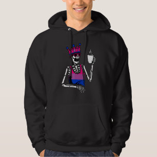 Skelett trinkt Kaffee Bisexuellen-Flagge Bisexuali Hoodie