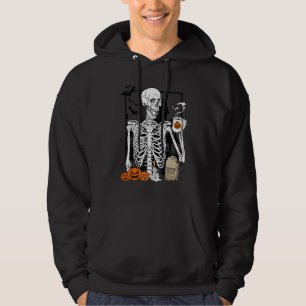 Skelett trinkt Kaffee   Halloween-Schädel 1 Hoodie
