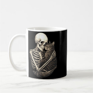 Skelett umarmende Katze Halloween Katzenliebhaber Kaffeetasse