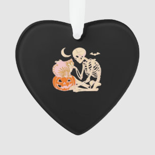 Skelett umarmende Katze Halloween Katzenliebhaber Ornament