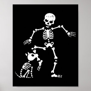 Skelett- und Hunde-Halloween-Kostüm Lustiger Toten Poster