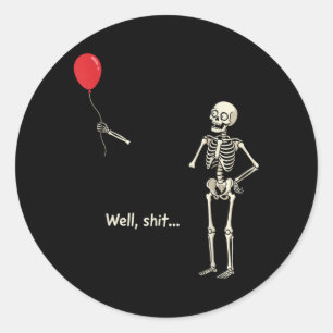 Skelett verlorenen Ballon Sachen Skelett Lustig Runder Aufkleber