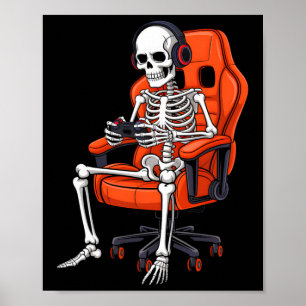 Skelett-Videospiel-Halloween für Männer, Jungen un Poster