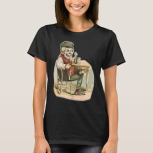 Skelett-Vintage-Bild mit lächelndem Totenschädel b T-Shirt