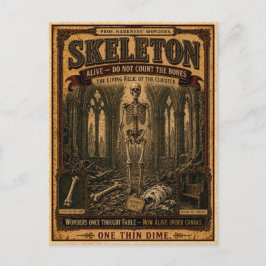 Skelett, Vintage Zirkusmonster Postkarte