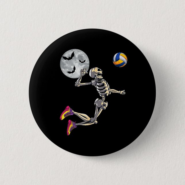 Skelett Volleyball-Happy Halloween Bo Button (Vorderseite)